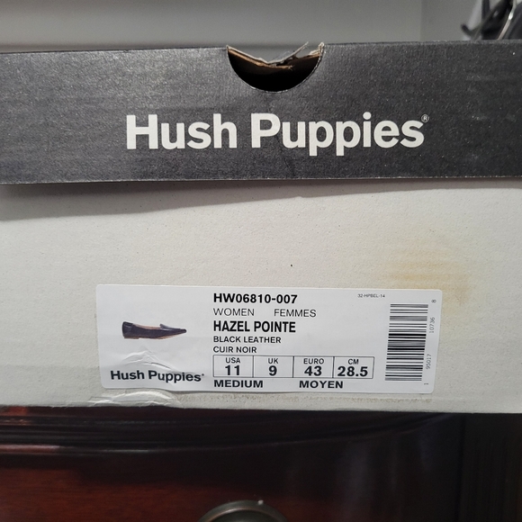 Hush Puppies "Hazel Pointe" black leather flats - size 11 medium - Picture 2 of 4